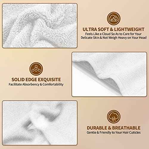 NEXCOVER Hair Towel Microfiber, 2 Pack White 9.8 inch X 25.5 inch Hair Wrap,Ultra Absorbent Hair Turbans,Fast Drying Head Towels for Women Wet Hair,Long,Curly,Thick,Frizzy Hair