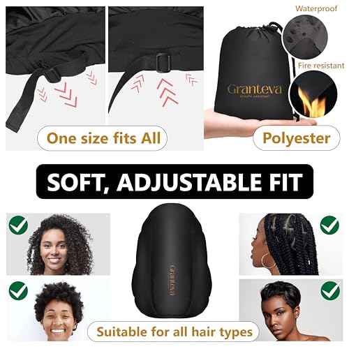 Large Hooded Hair Dryer Bonnet Attachment w/Integrated Headband - Reduces Heat Exposure Around Ears & Neck - Enhanced Size for Use with Rollers, Speeds Up Drying Time, Deep Conditioning at Home