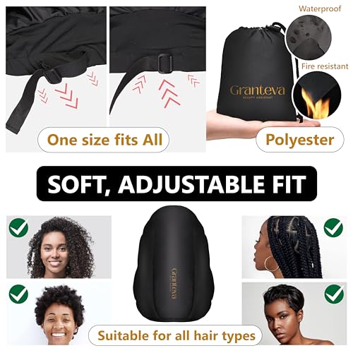 Large Hooded Hair Dryer Bonnet Attachment w/Integrated Headband - Reduces Heat Exposure Around Ears & Neck - Enhanced Size for Use with Rollers, Speeds Up Drying Time, Deep Conditioning at Home