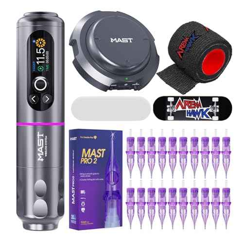 Mast Archer2 Tattoo Gun Kit Wireless Tattoo Pen Machine Cordless Foot Pedal Pro Needles Cartridges Finger Board