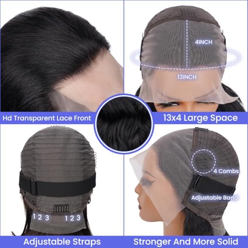 Short Bob Wig Human Hair Straight Bob Lace Front Wigs Human Hair for Women 180 Density Glueless Brazilian Virgin Human Hair Bob Wig 13x4 HD Transparent Lace Frontal Bob Wigs Natural Black 8 Inch