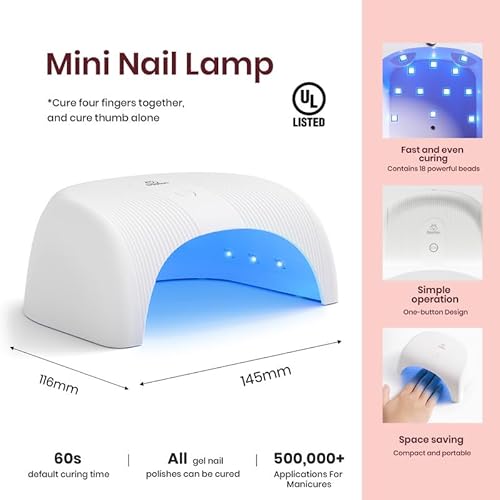 Beetles Gel Nail Polish Kit with U V Light, 6 Colors Starter Kit Pink Nude White Glitter Gel Polish with Base Gel Top Coat Cuticle Oils Nail Accessories for Girls Women Winter Christmas Gifts