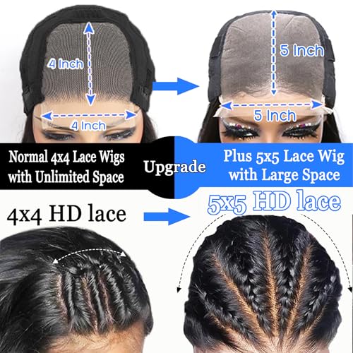 Bob Wig Human Hair Deep Wave Glueless Wigs Human Hair Pre Plucked Pre Cut Chocolate Brown 5x5 Wear and Go Wig for Black Women Lace Front Glueless Wigs Human Hair 16Inch