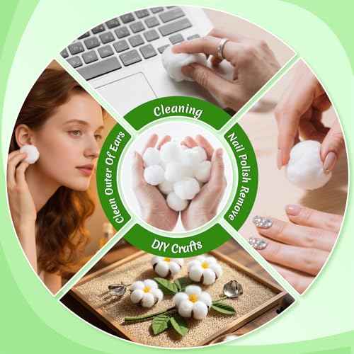 MAQIHAN 120 Count Cotton Balls Bulk - Medium Size Pure White Cotton Ball for Face Makeup Nail Polish Remover Pet Care DIY Craft Real Soft and Absorbent for Skincare and Ears Cleaning(Large Size)