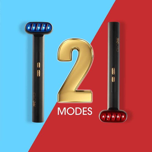 GLO24K 6-IN-1 Beauty Therapy Wand for the Face, Eyes, and Neck. Based on Dual LED Light Therapy, Thermal, Vibration, and Micro-Current Technologies.Skin Rejuvenation