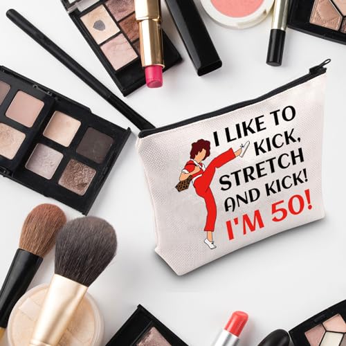 G2TUP TV Show Inspired Gift I Like To Kick I'm 50 Makeup Bag Fun Skit Lover Cosmetic Bag TV Show Characters Fans Gift (I Like To Kick I'm 50 MB)