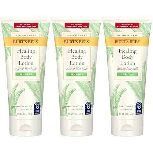 Burt's Bees Ultimate Care Healing Body Lotion with Aloe and Rice Milk for Sensitive Skin, 98.8% Natural Origin, 6 Ounces