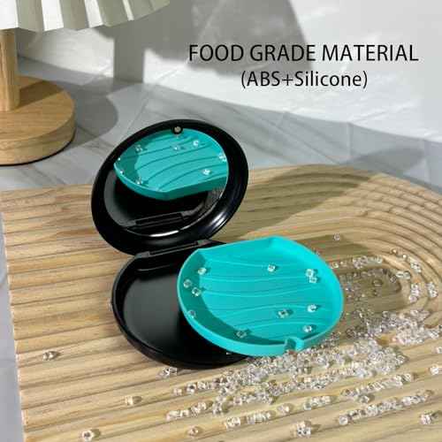 2 Pack Aligner Case with Mirror,Convenient Retainer Case for Invisalign Aligners, Night Guards, and Mouth Guards (1PC Black Cyan+1PC Black Purple)