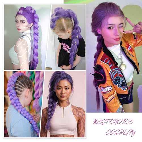 Beyond Beauty Long Purple Braiding Hair 30 Inch, Pre Stretched Synthetic Braiding hair for Braids,2 Packs Purple Rumi Hair Extensions for Stage Party Halloween Costume Cosplay