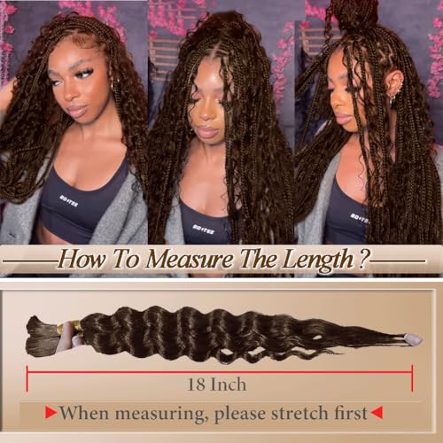 Human Braiding Hair For Braids 24 Inch 100g/2Bundles Deep Wave Bulk Human Hair For Braiding Wet And Wavy Human Hair Extensions For Braids 12A No Weft Deep Wave Bulk Human Hair Chocolate Brown