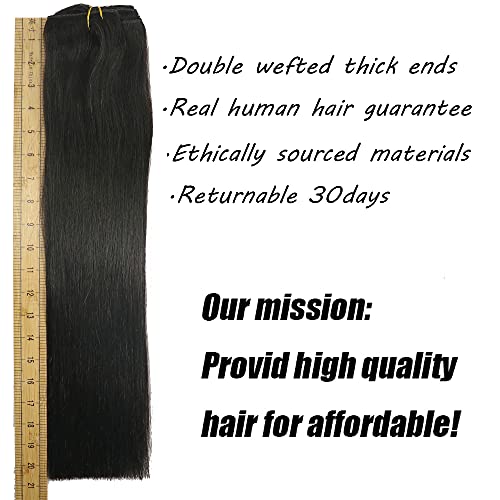 Real Human Hair Lace Clip In Hair Extensions Thick Ends 20inch 120g Color Off Black Remy Hair Extensions