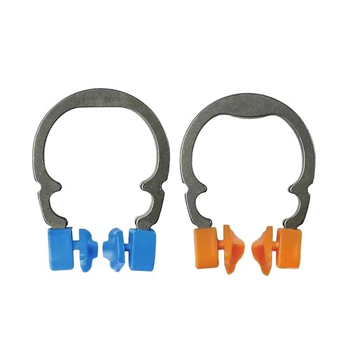 Dental Sectional Matrix Ring Clamp Spring Clip, Autoclavable Nickel Titanium Orthodontic Clamp Rings, Contoured Matrices System for Pre and Post Molars. (R2 Blue+Orange)
