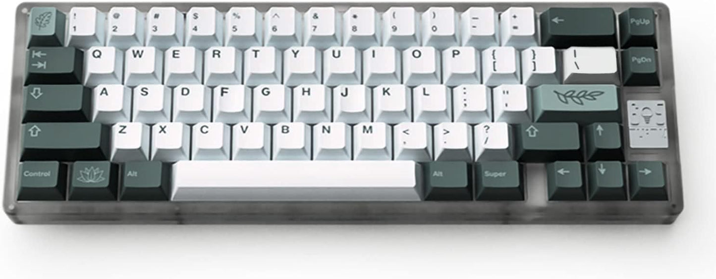 133 Keys Dye Sub PBT Keycaps Cherry Profile Green Botanical Keycaps Set Fit for 60% 65% 75% 95% Mechanical Keyboard Cherry Mx Switches