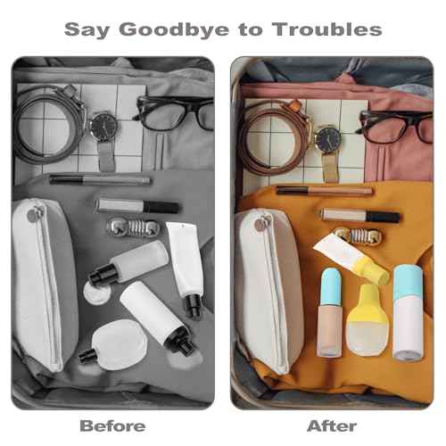 9 Pack Silicone Bottle Covers for Traveling, Airplane Travel Essentials for Women, Beach Vacation and Cruise Ship Travel Accessories, Travel Size Toiletries, Must Haves, Leak Proof