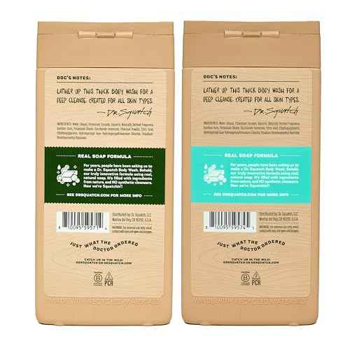 Dr. Squatch NEW Body Wash for Men with Nourishing, Natural Ingredients | No Paraben, Phthalate, Sulfate | All Day Moisture | Long Lasting Scent | Pine Tar & Coconut Castaway (14 oz, 2-Pack)