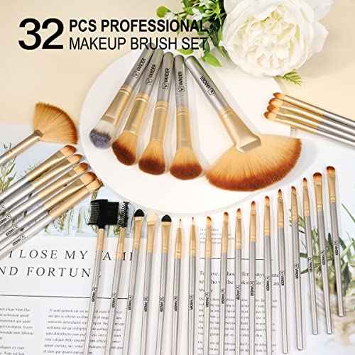 Make up Brushes, VANDER Professional 32pcs Makeup Brush Set, Makeup Brushes Set Foundation Blending Cosmetic Brush Set Kit,Champagne