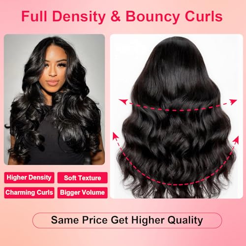 13x6 Body Wave Lace Front Wigs Human Hair Pre Plucked HD Transparent Lace Frontal Wigs Human Hair 250% Density Glueless Human Wigs with Baby Hair for Women 24 Inch