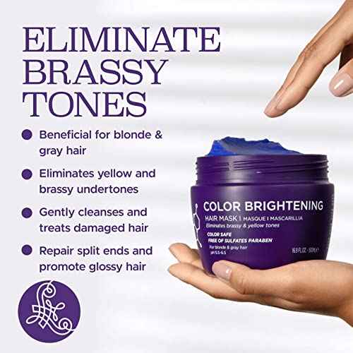 Luseta Purple Hair Mask 16.9 Oz, Deep Conditioner for Color Treated Hair Neutralizes Unwanted Yellow Tones and Removes Brassine, for Blond and Gray hair, Sulfate & Paraben Free