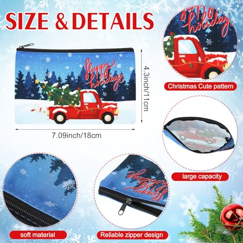 Abbylike 40 Pcs Christmas Gift Makeup Bags Buffalo Plaid Holiday Cosmetics Bag with Zipper Xmas Gnomes Elk Snowman Goodie Portable toiletry Pouch with Dwarf Santa Claus for Women Travel