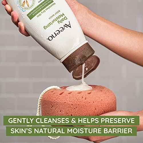 Aveeno Daily Moisturizing Body Wash for Women and Men for Dry & Sensitive Skin, Paraben, Soap & Dye-Free, Gentle Shower Cleanser, Dermatologist Recommended Brand, Lightly Scented, 33 Fl Oz
