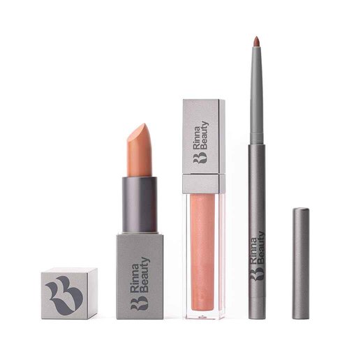 Rinna Beauty Lip Care Kit - Hydrating Lip Mask, Lip Exfoliator Scrub, Lip Gloss, Lipstick, Lip Liner, Lip Crayon, Lip Plumper Oil - Vegan, Cruelty & Paraben-Free (Pack of 7)