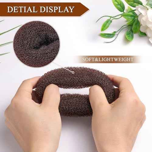 MORGLES Hair Bun Maker, 4Pcs Donut Bun Maker with 10Pcs Black Bobby Pins for Hair Ring Style