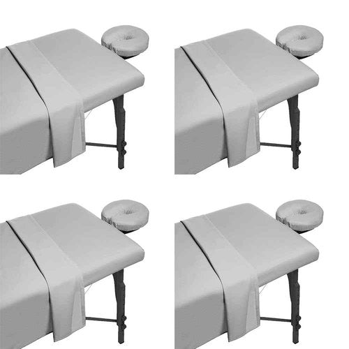 Massage Table Sheets 4 Sets, 3 Piece Reusable Set - Includes Massage Table Cover, Fitted Sheet and Face Rest Cover,Esthetician Supplies for SPA, Beauty & Tattoo Professionals (Dark Grey, Set of 4)