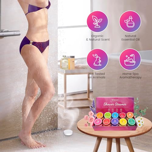 2SET 40PCS Shower Steamers Aromatherapy for Women or Men, 10 Scents Organic Shower Bombs, Relaxation with Organic Essential Oils, Birthday Self Care Gift for Women£¨80 PCS£©