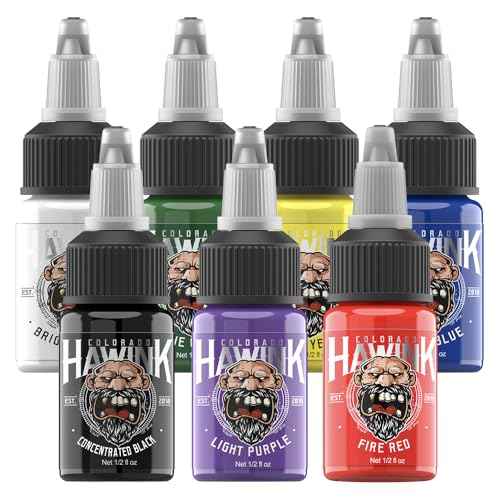 HAWINK Tattoo Ink Set 1/2oz (15ml) Tattoo Supply Ink USA 7 Colors Pigment Kit TI203-15-7