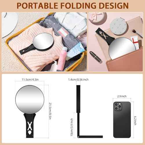 Magnifying Mirror 40X/5X Double Sided Hand Mirror, Precision Makeup at 40X Magnification & Overall View at 5X£¬Travel Handheld Magnified Makeup Mirror with Handle & Table Stand, Vanity Cosmetic Mirror