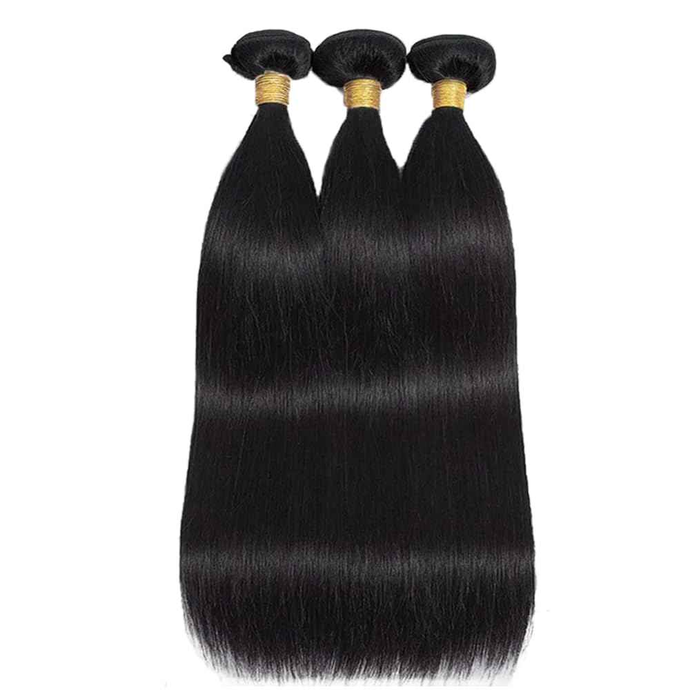 30 32 34 Inch Straight Bundles Human Hair Natural Black Color 8A Grade Unprocessed Brazilian Virgin Hair Color #1b Straight Bundles Human Hair