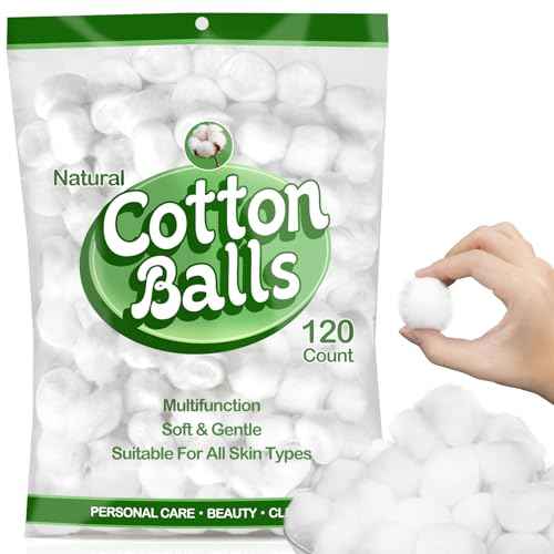 MAQIHAN 120 Count Cotton Balls Bulk - Medium Size Pure White Cotton Ball for Face Makeup Nail Polish Remover Pet Care DIY Craft Real Soft and Absorbent for Skincare and Ears Cleaning(Large Size)