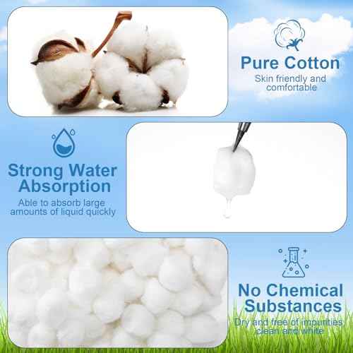 3000 Pcs Cotton Balls Bulk Medium Size Organic Pure Cotton Balls for Makeup Remover, Nail Polish Remover and More
