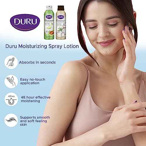 Duru Coconut Moisturizing Spray Lotion - Spray Moisturizer Coconut Oil Lotion 48 Hour Moisture Body Lotion