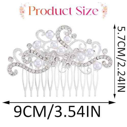 Yean Decorative Bride Wedding Hair Combs with Rhinestones Bridal Hair Accessories for Bridesmaids (Silver)