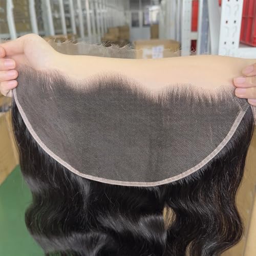 13x6 Skinlike Real HD Lace Frontal 0.1mm Invisible Lace 100% Virgin Human Hair Body Wave Lace Frontal Pre Plucked Natural Hairline (12 Inch)