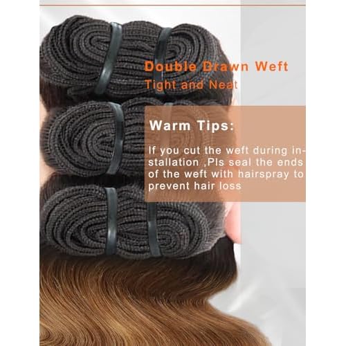 Ombre Bundles Human Hair, 13A Raw Indian Hair Bundles Body Wave, 20 Inch Colored Honey Blonde 1B27 Ombre Human Hair Bundles, 2 Years Service Life, Keep Texture Silky Soft Tangle-Free