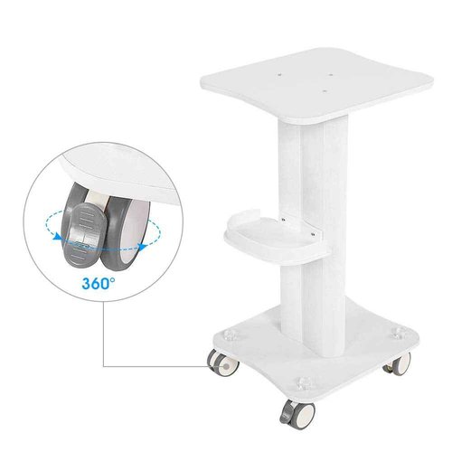 Salon Trolley, ABS Salon Tray Cart Utility Carts Massage Tools Beauty Hairdressing Rolling Trays Trolley Cart with Wheels Use Pedestal Cart Spa Trolley Aluminum Alloy Stand Instrument, White