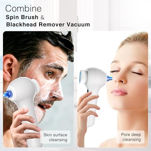 Face Scrubber Exfoliator with LCD Screen,Rechargeable Facial Cleansing Brush IPX7 Waterproof 3 in 1 Blackhead Remover Vacuum for Exfoliating,Massaging and Deep Pore Cleansing