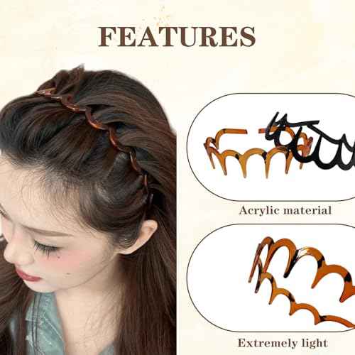 3Pcs U Shape Fashion Tooth Hair Comb Headband£¬Reversible High Cranium Head Bands for Women's Hair, Zig Zag Headbands with Wavy Teeth for Women Gifts for Teen Girls.£¨Mixed