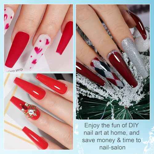 beautilux Hema-Free Red Gel Nail Polish, 6 Color Bright Dark Burgundy Red Gel Polish High Gloss Soak Off UV Nail Art Gel Manicure Salon at Home for Women