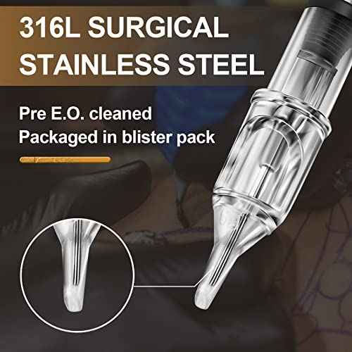 Tattoo Cartridges Needles - 40pcs Assorted Disposable Tattoo Needles Cartridge Magnum #12 5M1 7M1 9M1 11M1 Mixed 0.35mm for Tattoo Artists