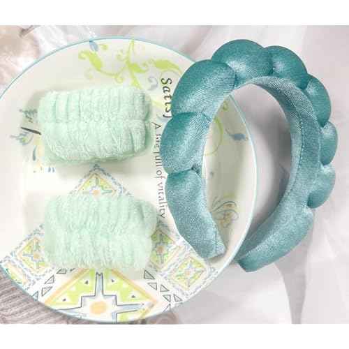 Spa Headbands for Washing Face Velvet Makeup Headband Combo Pack - Puffy Makeup Headbands for Face Washing, Mask, Skin Treatment