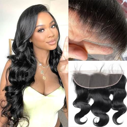 22 Inch HD Lace Frontal Closure Body Wave 13x4 Frontal Human Hair 12A Unprocessed Brazilian Virgin hair Ear to Ear lace Frontal Human Hair Transparent Lace Front Pre-Plucked with Baby Hair