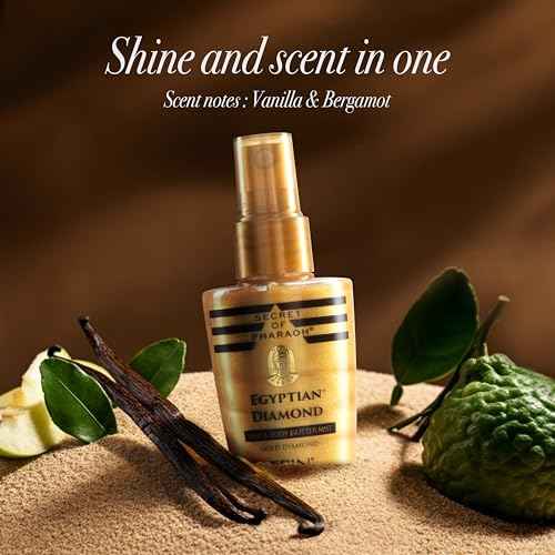 SECRET OF PHARAOH Egyptian Diamond Glitter Mist - Gold 2.37fl.oz | Hair, Face & Body Spray | Long-Lasting Quick-Dry Shimmer for Festivals, Raves, Clothes & Travel Essentials