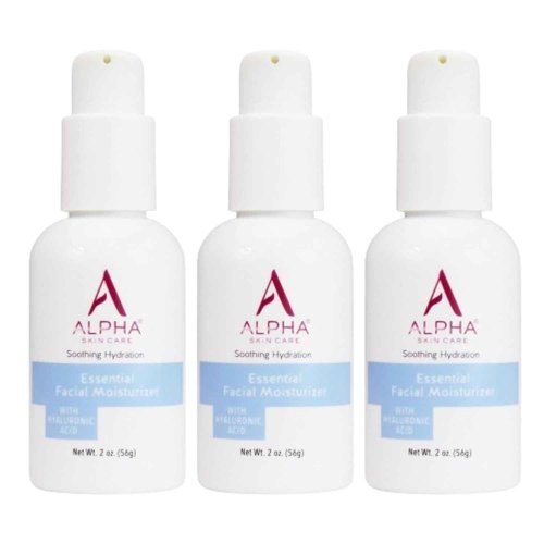 Alpha Skin Care Essential Facial Moisturizer, Hyaluronic Acid, Soothing Hydration, Reduces Lines & Wrinkles, Normal to Dry Skin, 2 Oz, 3 Pack