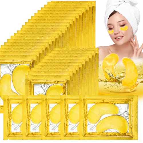 MAQIHAN Gold Under Eye Patches - 30 Pairs Golden Glow Under Eye Patches for Dark Circles,Gold Moisturizing Eye Skin Mask for Women,Eye Dark Circles Masks for Bags and Wrinkles
