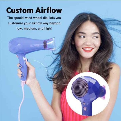 Flower Beauty Ionic Pro Dryer - Lightweight & Powerful Professional Dryer for Fast, Energy-Efficient Hair Drying - Adjustable Airflow & Two Heat Settings - For All Hair Types