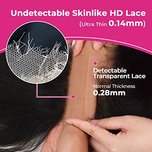 SKINLIKE Real HD Lace 4x4 Closure Straight Human Hair Free Part Swiss HD Lace Melted Undetectable Serrated Edge Pre Plucked with Baby Hair Frontal Closures Only 18 Inch