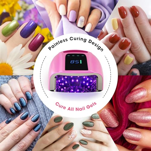 Professional Rechargeable 96W UV LED Nail Lamp Cordless UV Light for Nails Machine with Removable Stainless Steel Bottom,4 Timer Setting and Smart Sensor Nail Dryer
